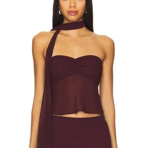 Lovers + Friends Burgundy Strapless Top